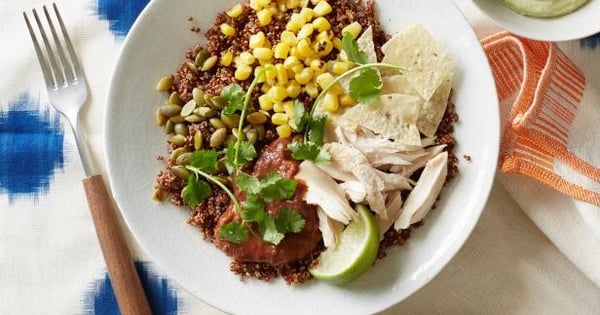 Quinoa Bowl with Chicken and Avocado Cream