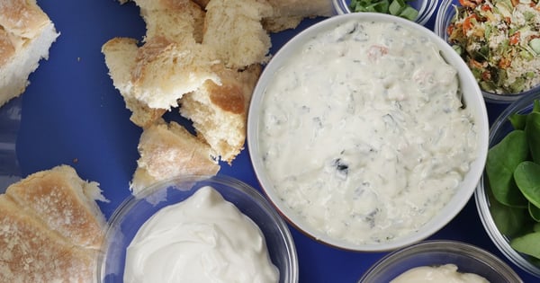 Spinach Dip with Artesano Bakery Rolls