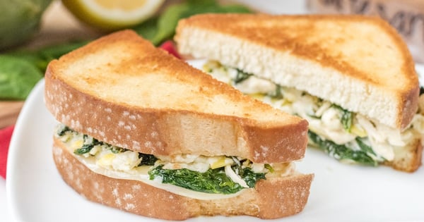 Lemon Chicken & Spinach Artichoke Dip Grilled Cheese