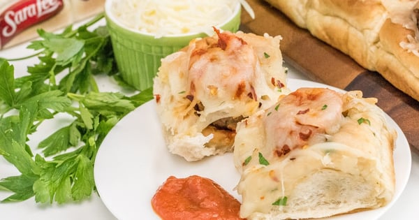 Meatball Stuffed Garlic Rolls