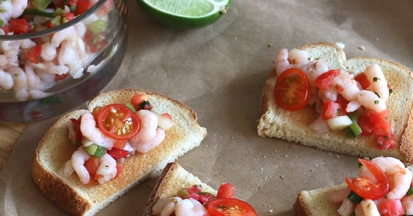 Shrimp Pico de Gallo Toast