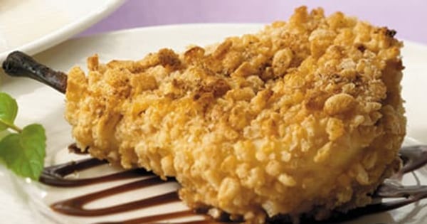 Krispie Baked Pears with Chocolate (Custard) Sauce