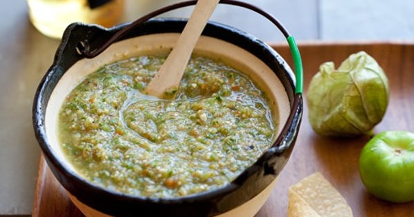 Roasted Tomatillo and Green Olive Salsa