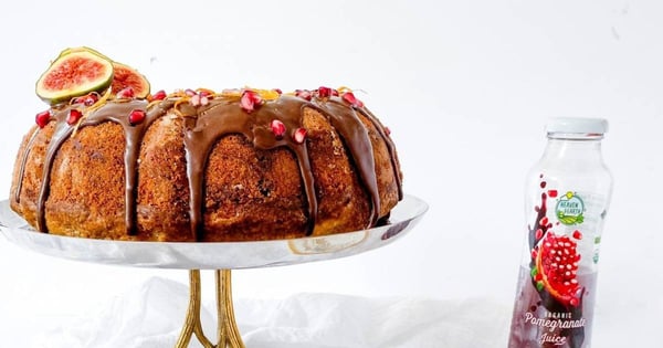 Orange Poppyseed Cake with Chocolate Pomegranate Glaze
