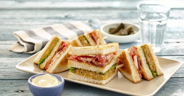 Club sandwich with veggie burger
