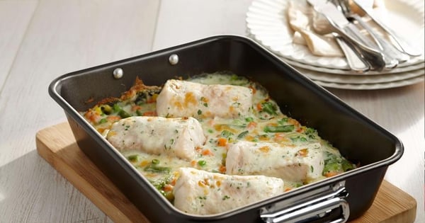 Fish and vegetables au gratin