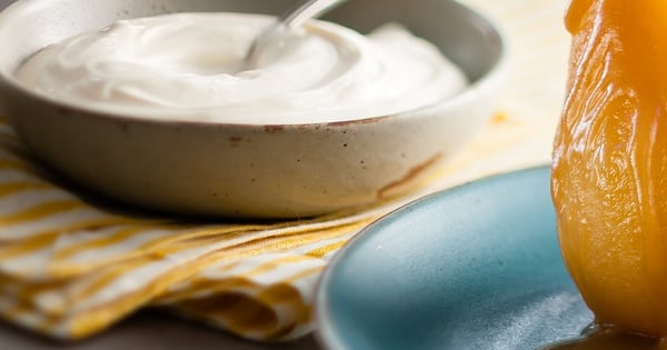 Poached Pear with Maple Caramel Sauce