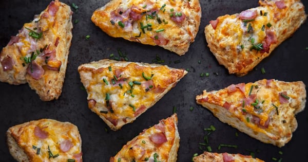 Black Forest ham and cheddar cheese scones