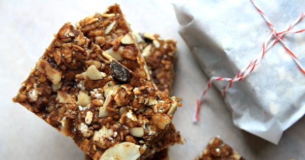 Crispy almond butter granola bars are no-bake and gluten free