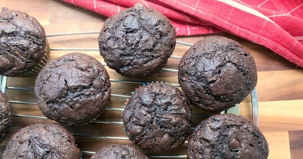 Whole Wheat Chocolate Zucchini Muffins