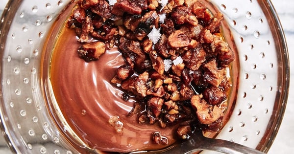 Chocolate Budino with Candied Walnuts