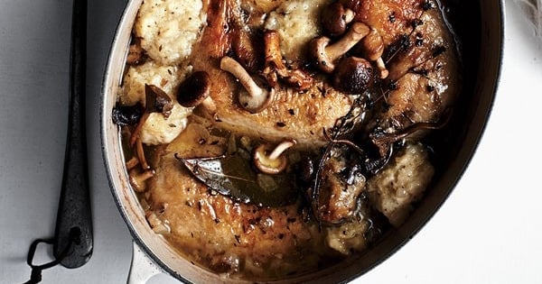 Chicken and Dumplings with Mushrooms