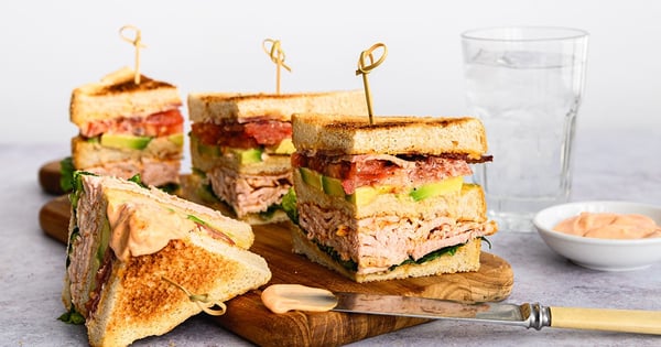 Spicy Pork & Avocado Club with Sriracha Mayo