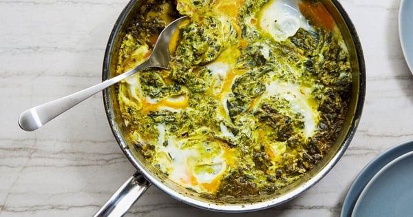 Torshi Tareh (Persian Sour Herb Stew With Marbled Eggs)