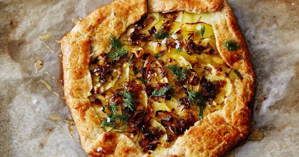 Leek and Potato Galette With Pistachio Crust