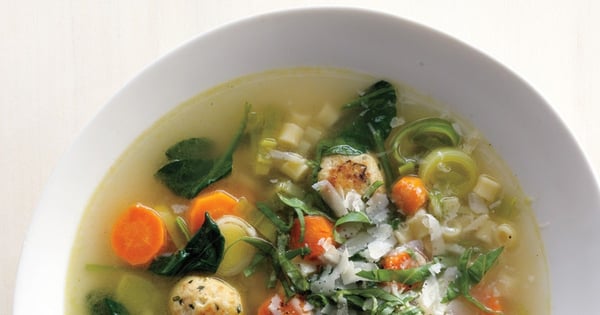 Spring Minestrone With Chicken Meatballs