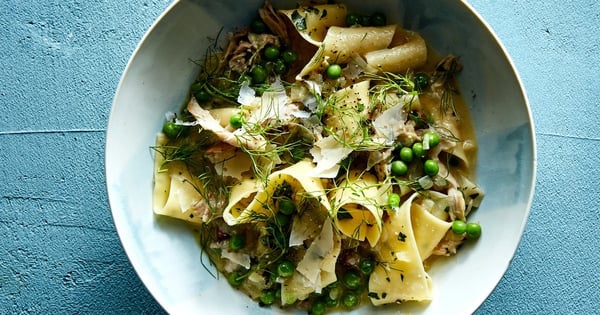 Pappardelle with Chicken Ragù, Fennel, and Peas
