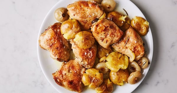 Olive Oil–Confit Chicken with Cipolline Onions