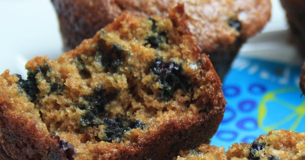 Healthy Blueberry Wheat Germ Muffins