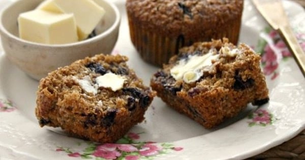 Healthy Blueberry Bran Muffins