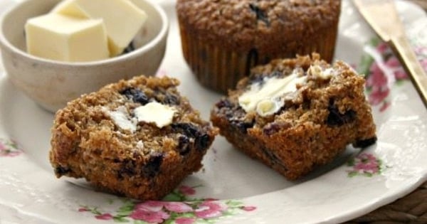 Healthy Blueberry Bran Muffins