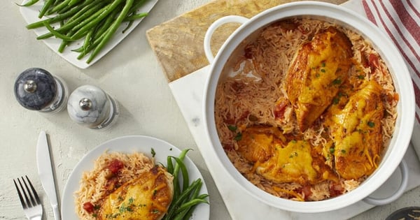 Cheesy Salsa Baked Chicken and Rice