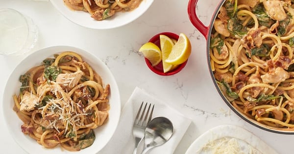 Creamy Chicken Bucatini with Bacon