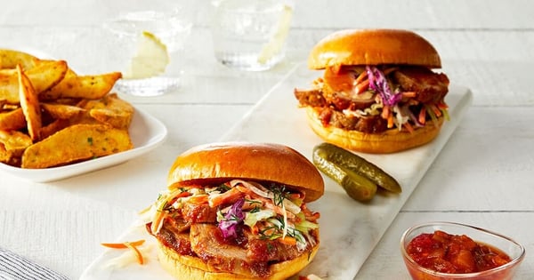 Peach-Mango Pork Tenderloin and Creamy Carrot Slaw