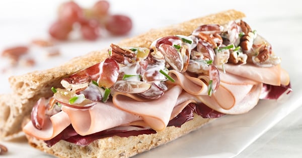 Chicken, grape and nut baguette