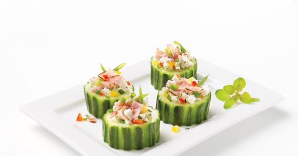 Cucumber logs with black forest smoked ham