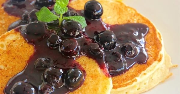 Lemon Ricotta Pancakes with Blueberry Sauce