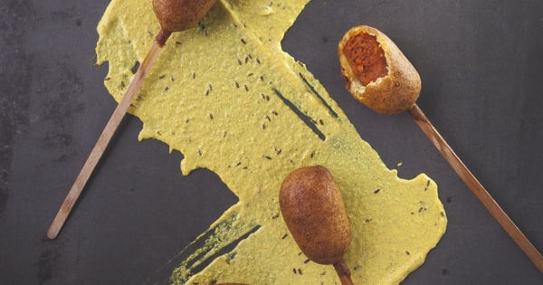 POGO APPETIZER WITH HOME-MADE APPLE CARAWAY MUSTARD