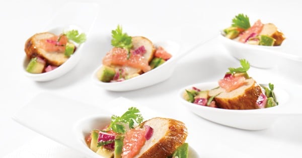 Mild Toulouse Sausages with Avocado and Grapefruit Salsa