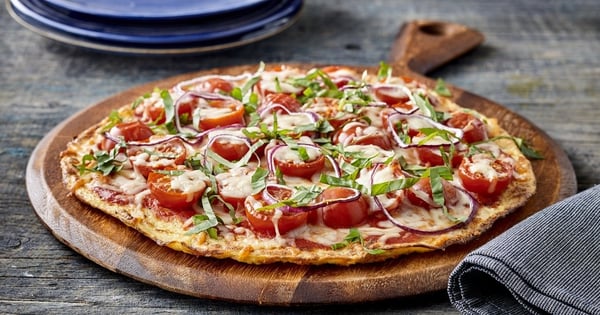Tomato and basil pizza on cauliflower crust
