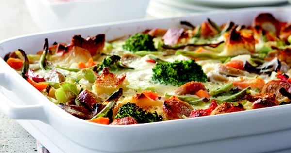 Vegetable and sausage strata