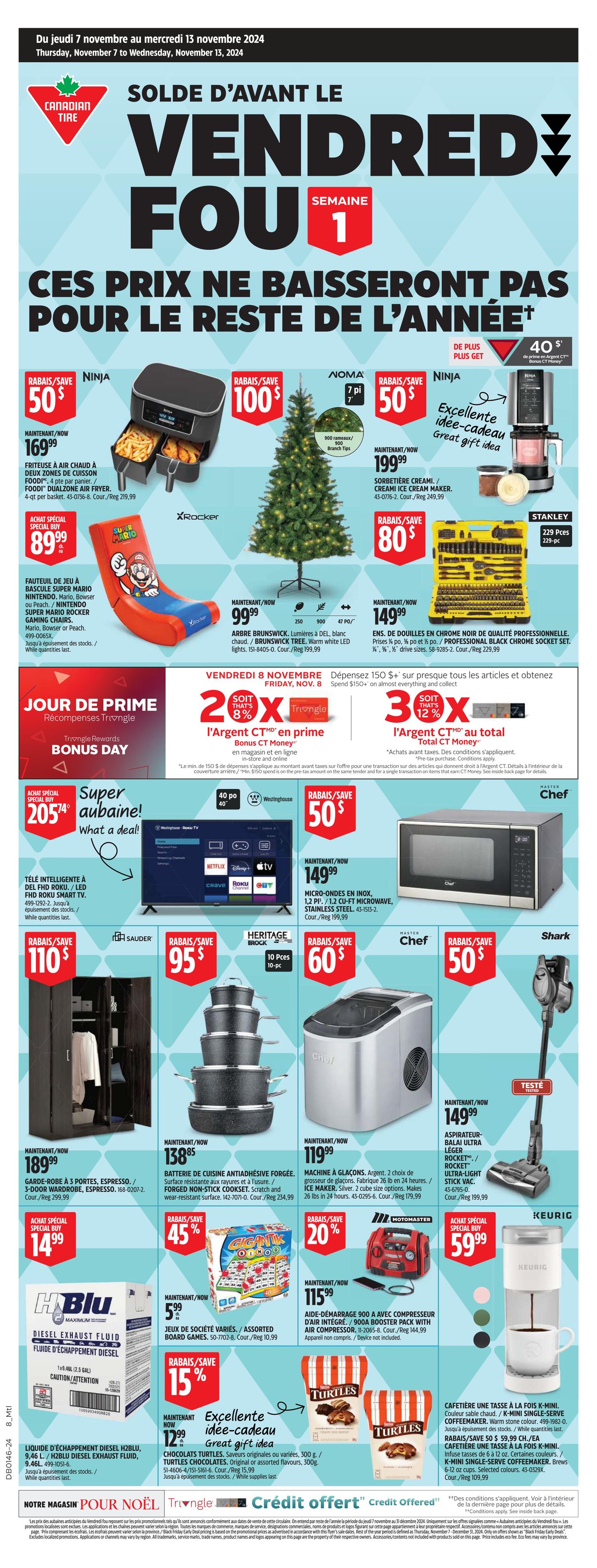 Canadian Tire Quebec Black Friday Early Sale French Flyer from Nov 7th to Nov 13th 2025