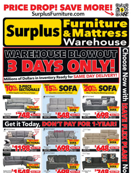 Surplus Furniture & Mattress Warehouse - Thunder bay - Weekly Flyer Specials