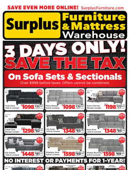 Surplus Furniture & Mattress Warehouse - South Ontario - Weekly Flyer Specials