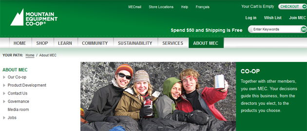 Mountain Equipment Co-op online