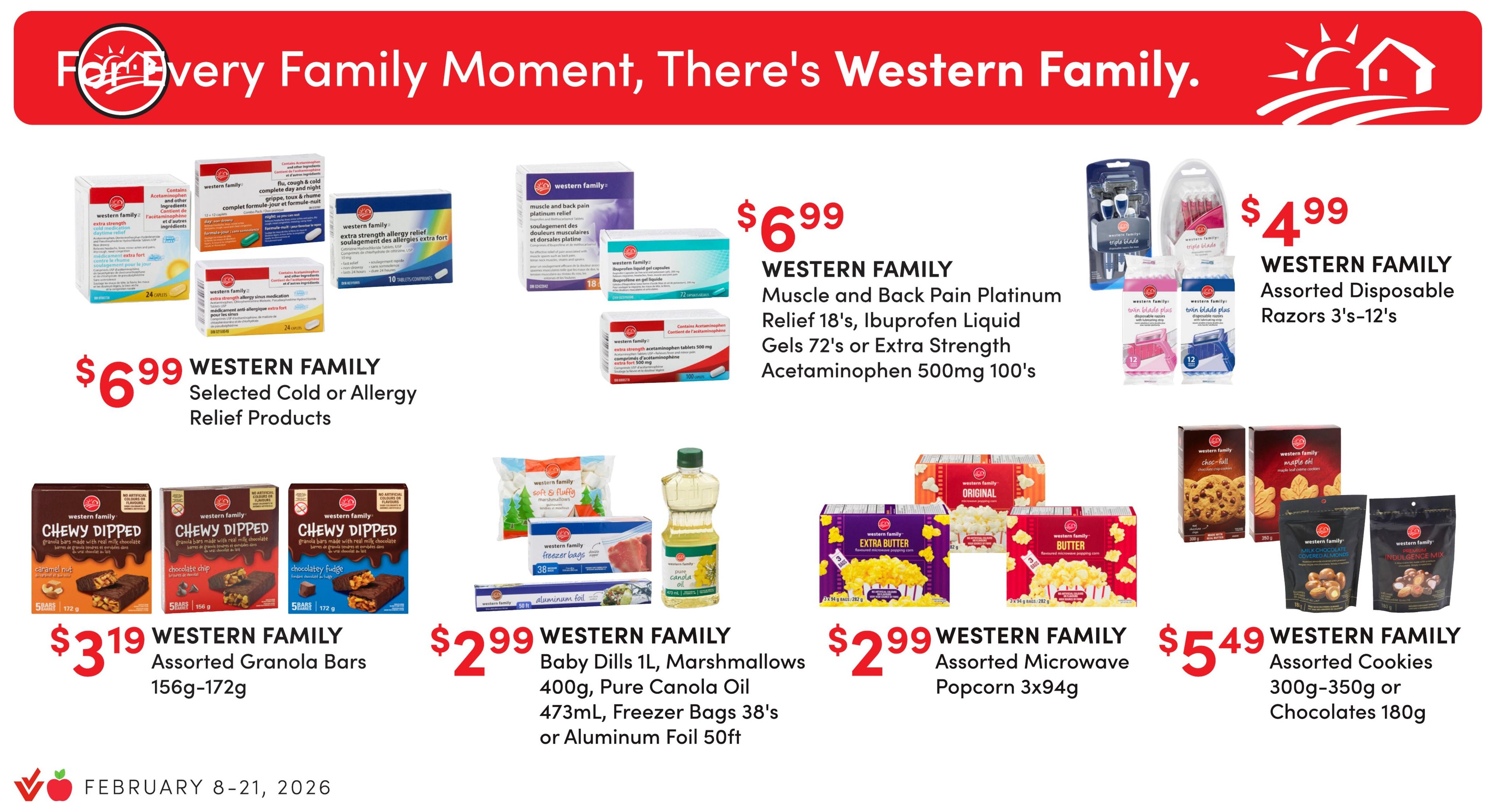 Apple Drugs flyer page 5 features Sweet Valentine's Treats including M&M's or Snickers Chocolate Bark for $6.99 and Ferrero Collection Heart or Rocher Heart for $15.99. Health and wellness products on sale include Aerius, Aspirin, Claritin, or Phillips' Selected Health Care Products for $7.99, Polysporin Itch Relief Lotion or Cream/Ointment for $7.99, Colgate Toothpaste or Toothbrushes for $4.99, and Crest Assorted Scope Mouthwash 1L for $5.99. Purex Bathroom Tissue Double 12 Rolls or Ultra Triple 8 Rolls are $14.99. Also featured are Swiss Natural or Pedia Selected Vitamins or Supplements at 25% off, and Webber Naturals Selected Vitamins or Supplements for $7.99. The page highlights that February is Heart Health Month and encourages asking a Value Drug Mart or Apple Drugs pharmacist for heart health support.