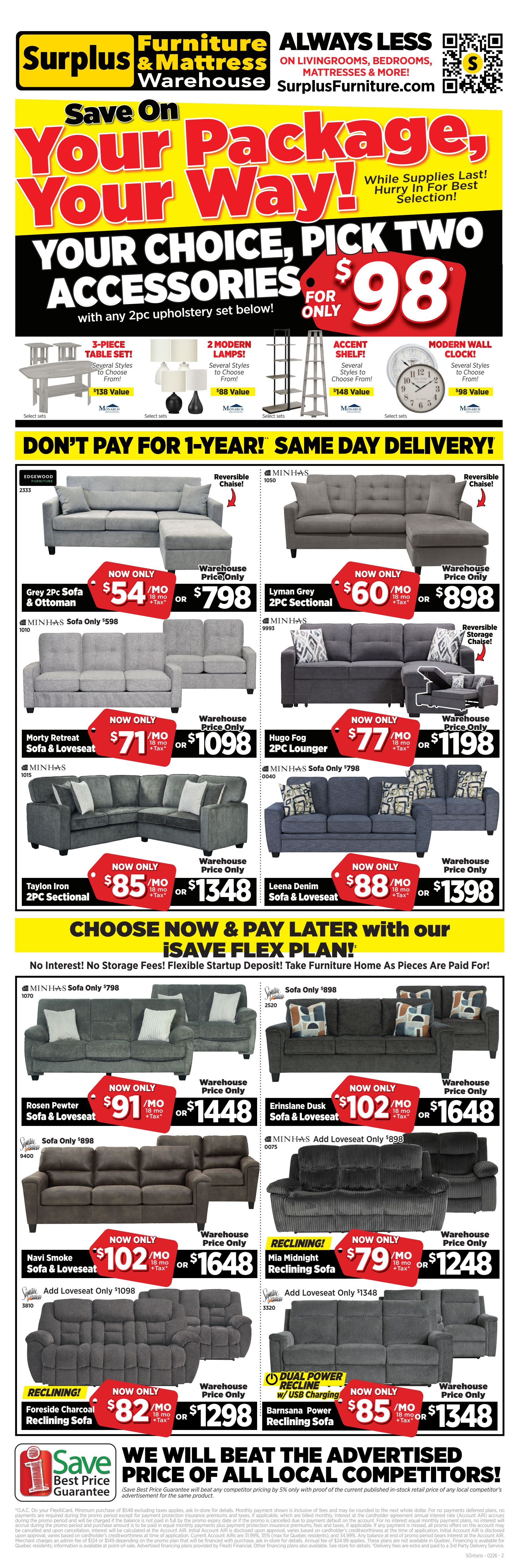 Surplus Furniture & Mattress Warehouse - South Ontario - Flyer Specials