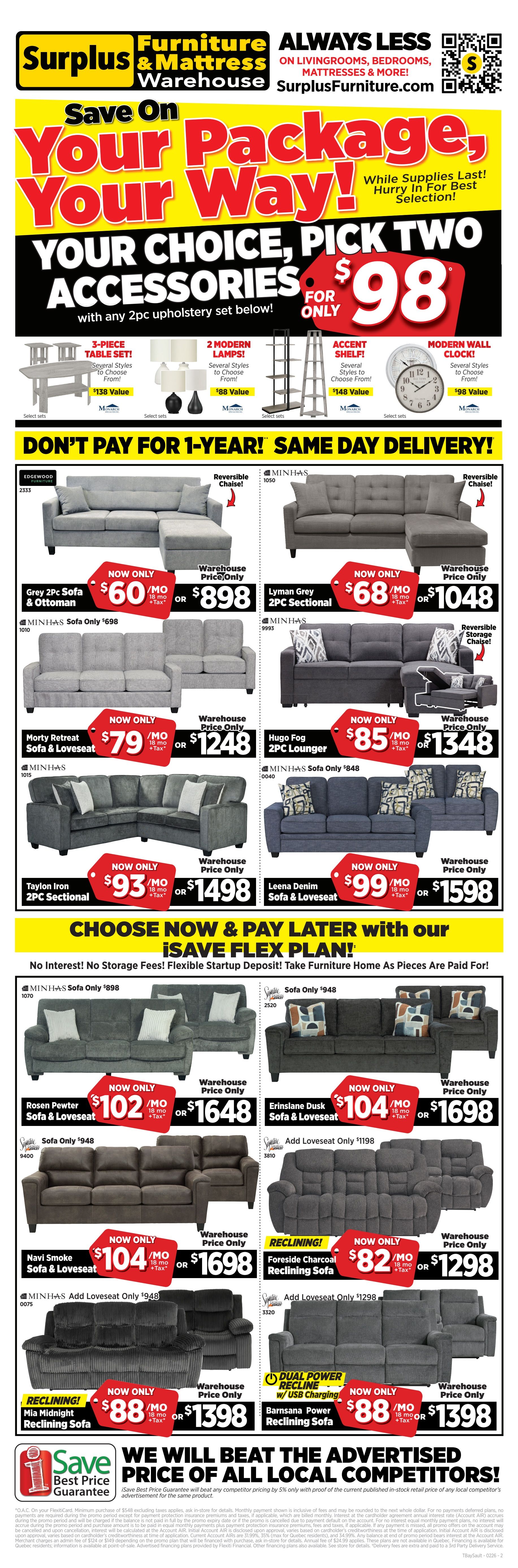 Surplus Furniture & Mattress Warehouse - Thunder bay & Sault Ste Marie - Flyer Specials