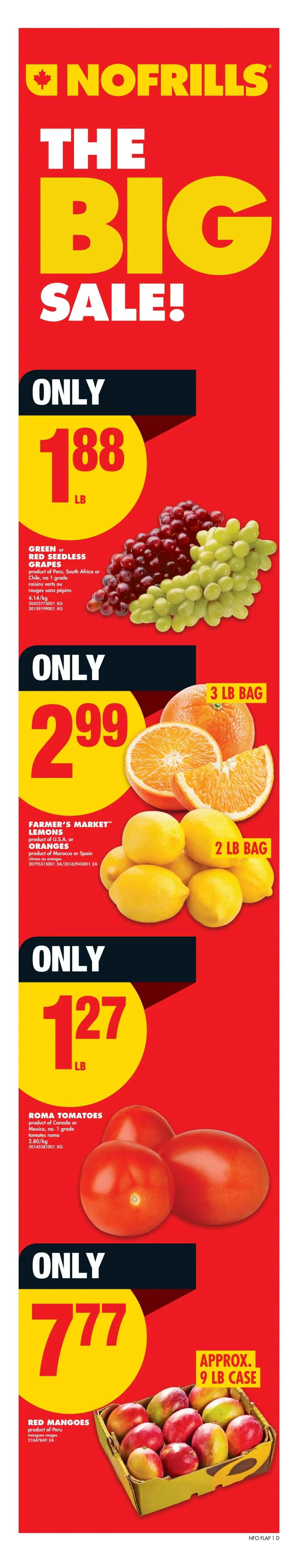 No Frills Ontario flyer, page 2 of 28, featuring 'The Big Sale!' from February 19 to February 25, 2026. Highlights include pork loin chops for only $1.99/lb, whole eye of round roast beef for $5.44/lb, and Neilson Trutaste Microfiltered Milk 4L for $5.17. Also on sale is No Name Bacon (375g) for $2.97 with a 45% saving. Other deals include Ground Chicken (454g) for $3.50, Black Diamond Sliced Processed Cheese Slices (410g) for $3.33, Holiday Luncheon Meat (340g) or Maple Leaf Flakes (156g) for $1.75, and Campbell's Ready to Serve Soup (796 mL) for $1.88 with a 43% saving. Christie Crackers (175-200g) are $2 with a 28% saving. Classico Pasta Sauce (410-600 mL) is $3, and Tropicana Orange Juice or Pure Leaf Iced Tea (1.36-1.75 L) is $4. Save 30% on Sunlight Laundry Detergent (4L) or Purex (4.08-4.43 L) for $9, and save 55% on Royale Facial Tissue (6x72/100 sheets) for $4. Palmolive Liquid Dish Detergent (591/828 mL) is $1.25. An app exclusive offer features PC Dinner Entrees (907g-1.13kg) for a member price of $2, with a non-member price of $7. 817 Elephant Brand Basmati Rice (4kg) is on sale for $10.99 with up to 38% off. The flyer also highlights No Frills as Canada's Most Trusted Grocery Store for Low Prices in Ontario and lists store locations.