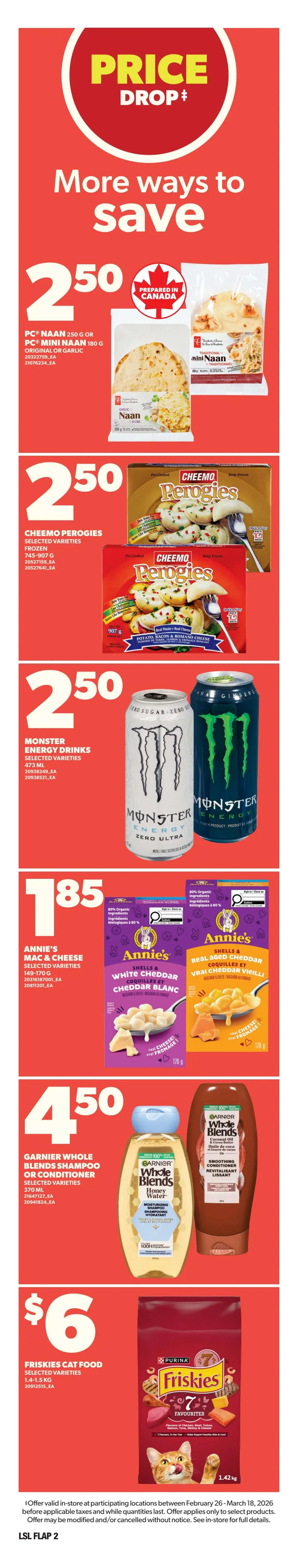 Loblaws weekly flyer specials page 3 features a signature bouquet for $25, and a whole chicken air chilled for $2.99 per pound. Save 53% on Sirloin Tip Oven Roast, priced at $6.99 per pound. Save 57% on Pork Tenderloin Cryovac, priced at $2.99 per pound. Fresh Rainbow Trout Fillets are $10 per pound. Sweet Celebration and Autumn Crisp grapes are $2.49 per pound. Save 40% on Roma Tomatoes, priced at $1.50 per pound. Broccoli Crowns are $1.88 each. PC Little Gems Mini Yellow or Red Potatoes are $2.50 per bag. Save $1 on PC Pacific Large White Shrimp, 400g, for $9. Minute Maid Zero Sugar Drink is $3.50. Liberté Mediterranean Tubs are $3.50. Dr. Oetker Ristorante or Casa di Mama Pizza is $3.50. Save up to $5.99 on Cashmere Bathroom Tissue, 12 double rolls, for $17. PC K-Cups 30's or Balzac's Ground Coffee 300g are $17. Scotties Paper Towels are $17. PC or Blue Menu Sparkling Water is 2 for $11. Sponge Towels Ultra are $6.50. Balzac's Ground Coffee is $6.50. Also featured is a 'Shop & earn more' promotion with the PC Optimum App, offering at least 10,000 points back in points when you spend at least $10.