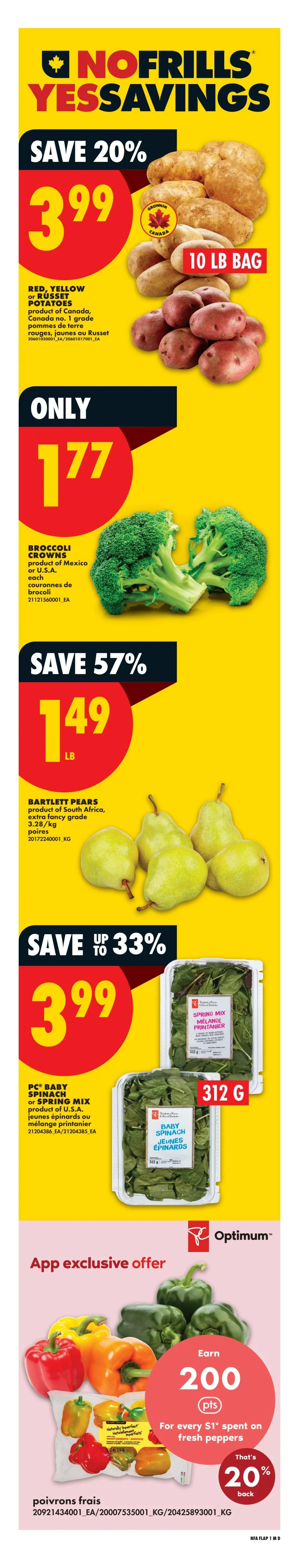 No Frills Yes Savings flyer for Atlantic Canada, valid March 19 to March 25, 2026. Features Farmers Coffee Cream 18% for $3.50, Whole Chicken for $3/lb with 33% savings, and High Liner Family Fish Sticks for $6. Save 25% on New Zealand Spring Lamb Leg for $5.99/lb. Also includes Yoplait Source or Mini Go's or Tubes yogurt for $2.25, and Coca-Cola or Pepsi soft drinks for $4. Wow! pricing on Royale Bathroom Tissue for $12.99. Save up to 47% on Hershey's Eggies, Hershey's Mini PB Eggs, or Ferrero Rabbit T13 or Regal Hallows for $11. Save up to 38% on 817 Elephant Brand Basmati Rice for $10.99. Price Drop includes Grade A Large Eggs for $4.25, Armstrong or PC Shredded Cheese or Atlantic Butter for $4.99, Maple Leaf Vienna Sausage for $1.25, and Classico Pasta Sauce for $3.