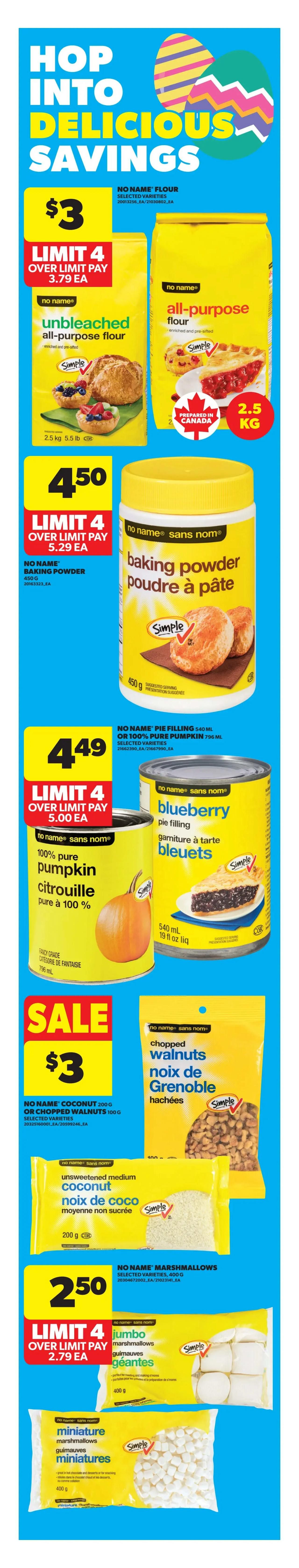 Real Canadian Superstore weekly flyer specials page 3 features Easter candy savings. Get Hershey's Easter Singles, selected varieties, 34-42g for $1 with a limit of 10. Lindt Gold Bunny, selected varieties, 100g is $7 with a limit of 6. Reese's Foil Wrapped Solid Bunny 141g or Hershey's Chocolate Bunnies 120/150g, selected varieties, are $6 with a limit of 6. Kinder Maxi Surprise Egg 150g or Easter Egg Hunt Kit 186g, selected varieties, are $11 with a limit of 6. Cadbury Mini Eggs Candy 875g is $17.99, with a promotion to get 1,500 points back when you spend $150.
