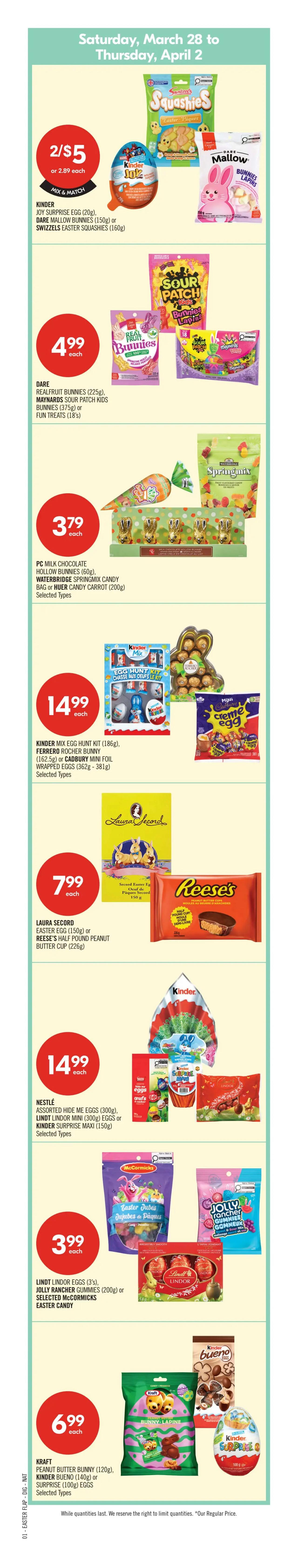 Shoppers Drug Mart Ontario flyer, page 4, featuring beauty products from March 28 to April 2. Get up to 25% off Neutrogena Acne, Life Brand Skin or Sun Care products. Also, up to 25% off Garnier Facial Cleansers, L'Oréal Revitalift Facial Moisturizers or Cleansers. Aveeno Positively Radiant, Neutrogena Duo Wipes (2 x 25's) or Olay Total Effects Facial Moisturizers are $19.99 each. Save up to 25% on RoC Facial Moisturizers or PanOxyl Skin Care Products. Spend $55 on La Roche-Posay Toleriane Skin Care Products and get 8000 Optimum Points, an $8 value. Dove Men + Care (710mL), Olay Indulgent Moisture (591mL) or Native Body Wash are $12.99 each. Göt2b Premium Curled Styling (170g - 425g), Batiste Premium Dry Shampoo (200mL) or Everpure Hair Care Products are $10.99 each. Maybelline New York Fit Me Foundation, Concealer or Covergirl Outlast Lipstick are $10.99 each. While quantities last.