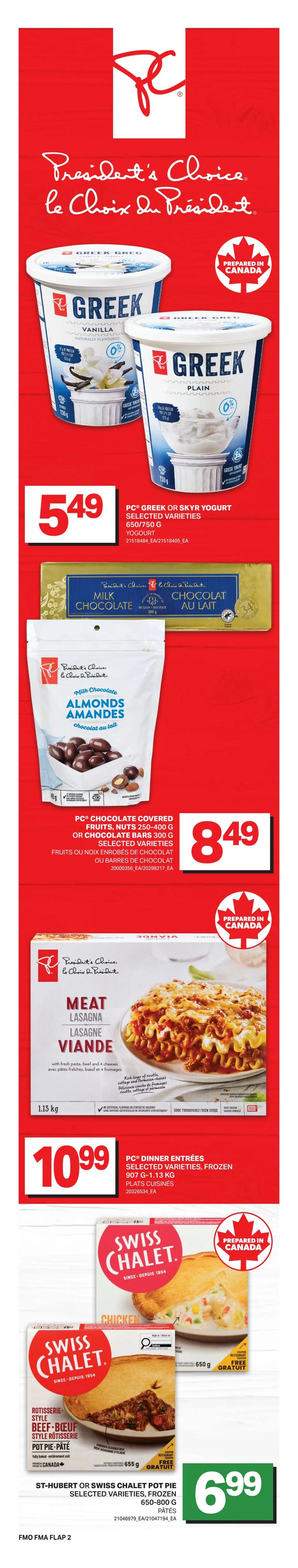 Freshmart proudly Canadian weekly flyer specials for Ontario. Page 3 features a Happy Easter theme. Fresh Whole Chicken is $2.99 LB. Pork Tenderloin Cryovac Package 2's is $3.49 LB. Fresh Boneless Beef Ribeye Roast or Steak Family Size is $10.99 LB. Green or Red Seedless Grapes are $1.99 LB. Farmer's Market Onions, 3 LB each, are $1.89. Green Beans, Product of Mexico, are $3.69 LB. PC Splendido Sliced Deli Meat Selected Varieties, 100 G, is $5. Boursin, Castello, PC or Agropur Cheese Selected Varieties, 113-220 G, are 3 for $15 or $5 EA. Seaquest Pacific White Shrimp 16-20 LB or Cooked 70-90 LB, 300 G or Scallops 400 G, are $4.99. Campbell's Soup 284 ML or Green Giant Vegetables 341/398 ML are 3 for $4 or $1.33 EA. 8 Inch Pies Selected Varieties, 680/750 G, are $5.49. Becel Margarine 637/850 G or PC Orange Juice 2.5 L Selected Varieties are $6.49. Nestlé Confectionary Frozen Dessert 1.5 L or Novelties 4-10's Selected Varieties are $5.49. Coca-Cola, Pepsi or Canada Dry Soft Drinks 12 X 355 ML Selected Varieties are $8.29. Maxwell House Ground Coffee Selected Varieties, 631-900 G, is $15.99.99. See our flyer online, visit freshmart.ca from Thursday, April 2nd to Wednesday, April 8th, 2026.