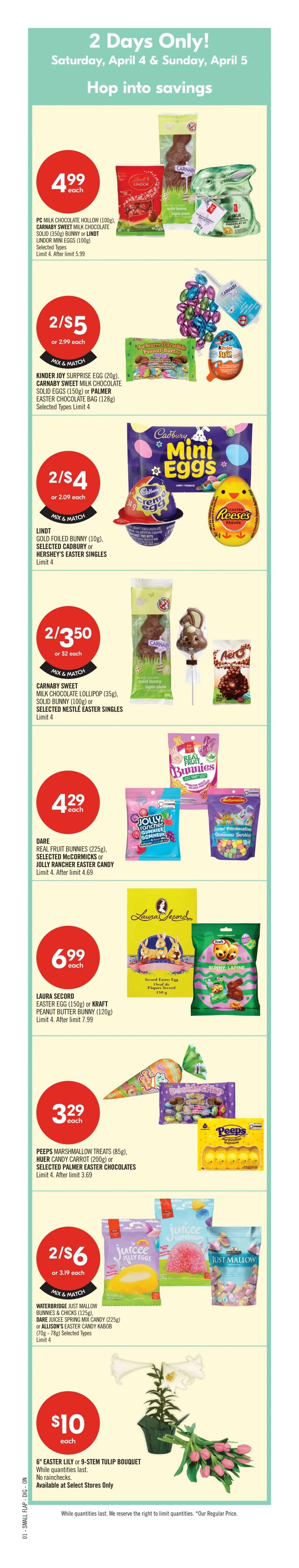 Shoppers Drug Mart flyer page 4, valid April 4 to April 9. Features Schick Hydro 5-in-1 razor system, Xtreme3 disposable razors, or Hydro Silk refill cartridges (4 ct) with up to 20% off. La Roche-Posay Toleriane skin care products are available with a Spend $55, Get 8000 Optimum Points offer. Old Spice shampoo (400ml), Fructis, or Head & Shoulders hair care products are $5.99 each. Aussie, Herbal Essences styling or Pantene hair care products are $4.49 each. Maybelline New York Body Mascara, Lifter Plump & Glow Foundation, or L'Oréal Infallible Le Matte Lipstick are $16.99 each, including the new Maybelline Lifter Plump & Glow Foundation. NYX The Face Glue Gripping Primer, Revlon ColorStay Skin Awaken 5-in-1 Concealer, or Jason Wu skin care products are up to 20% off. Gillette Sensitiveglide or Gillette Labs razor systems are $20.99 each, including the new Gillette Labs Toronto Raptors edition. Elastoplast bandages or Nexcare wound care products are up to 20% off.