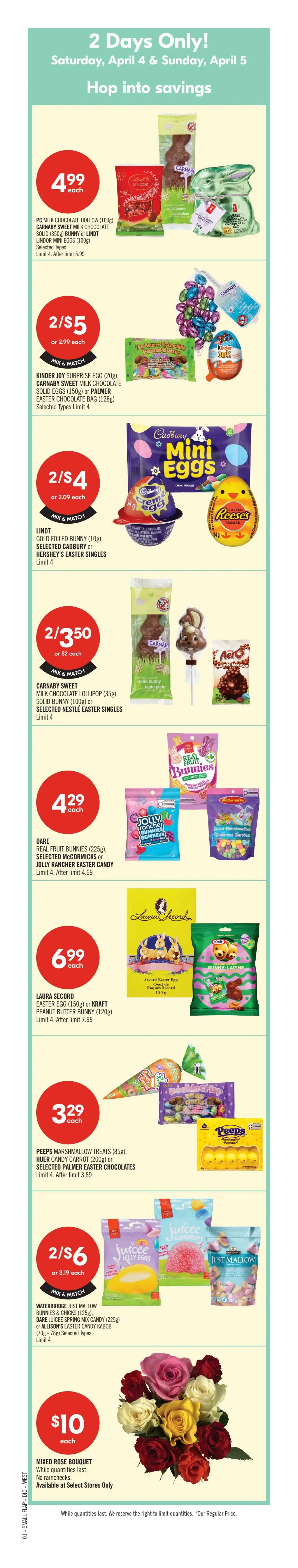 Shoppers Drug Mart flyer page 4, valid April 4 to April 9. Features Schick Hydro 5-in-1 Razor System, Xtreme3 Disposable Razors, or Hydro Silk Refill Cartridges with up to 20% off. La Roche-Posay Toleriane Skin Care Products are available with a Spend $55, Get 8000 Optimum Points offer. Old Spice Shampoo (400mL), Fructis or Head & Shoulders Hair Care Products are $5.99 each. Aussie, Herbal Essences Styling or Pantene Hair Care Products are $4.49 each. Maybelline New York Body Mascara, Lifter Plump & Glow Foundation or L'Oréal Infallible Le Matte Lipstick are $16.99 each, including new Maybelline Lifter Plump & Glow Foundation. NYX The Face Glue Gripping Primer, Revlon Colorstay Skin Awaken 5-in-1 Concealer or Jason Wu Skin Care Products are on sale with up to 20% off. Gillette Sensitiveglide or Gillette Labs Razor Systems are $20.99 each, including new Gillette Labs Toronto Raptors edition. Elastoplast Bandages or Wound Care Products are on sale with up to 20% off. Nexcare bandages are also featured.